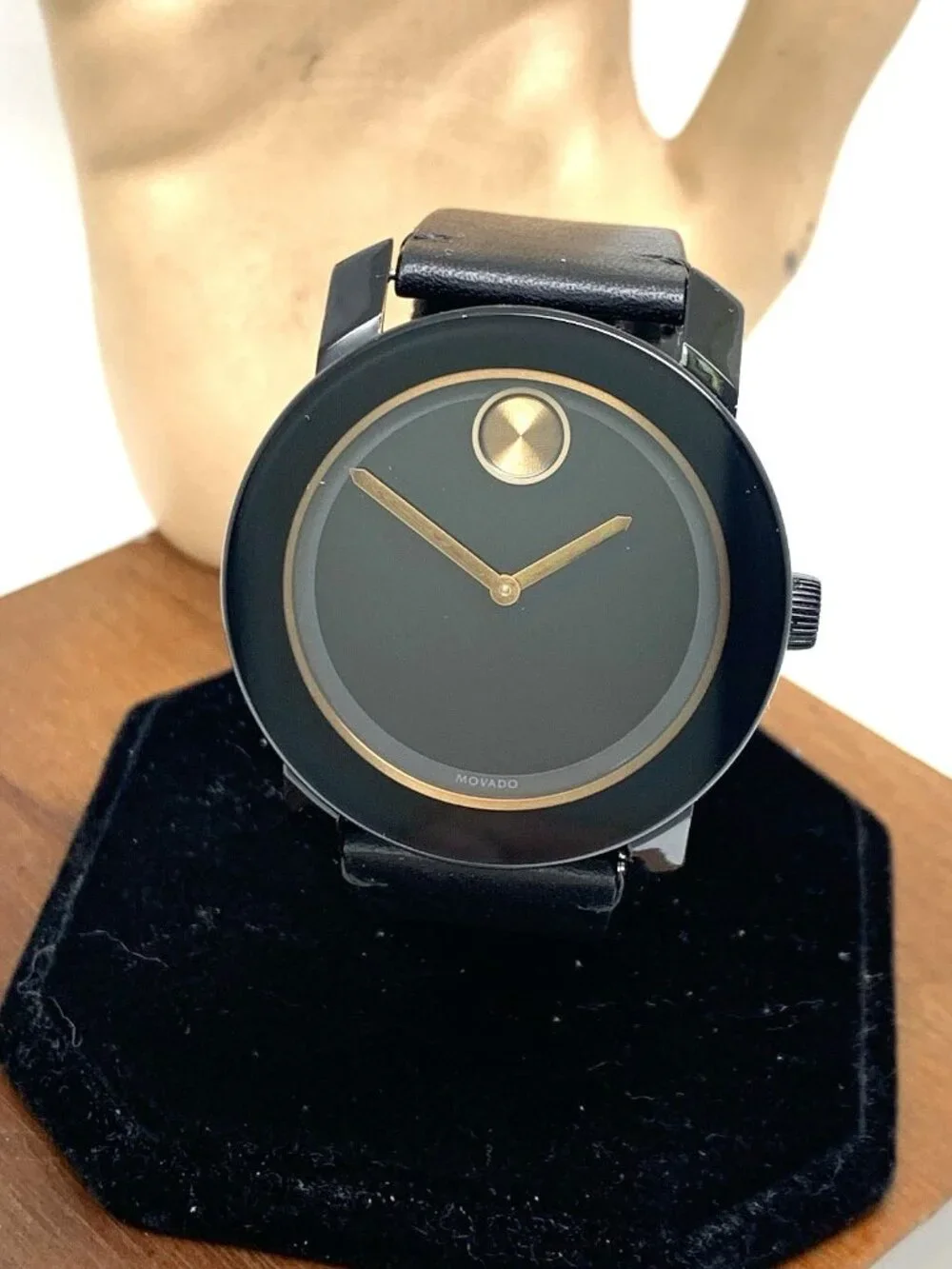 Movado Men's Watch 3600297 Bold Swiss Quartz Black Dial Leather Strap 42mm